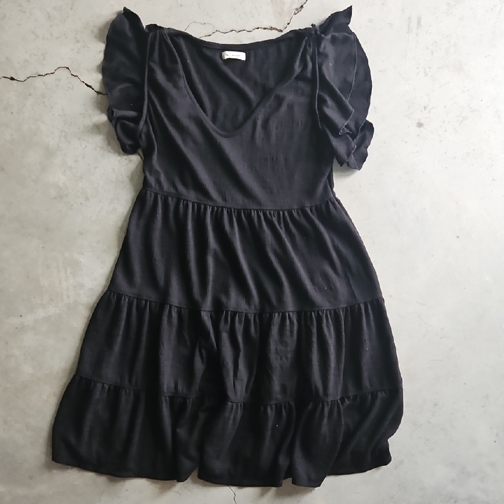 Max Studio Black Tiered Mini Dress